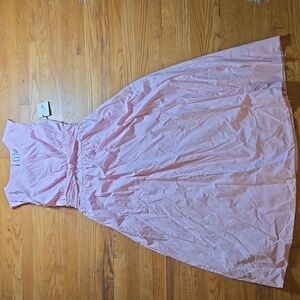 BN Lea pink 100% cotton poplin twist-waist sleeveless midi dress